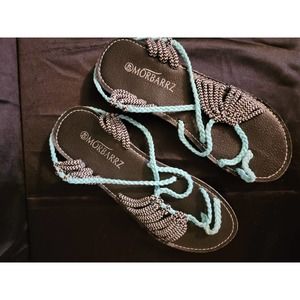 Morbarrz Sandal Sz 40*Black and Teal*Bohemian Style